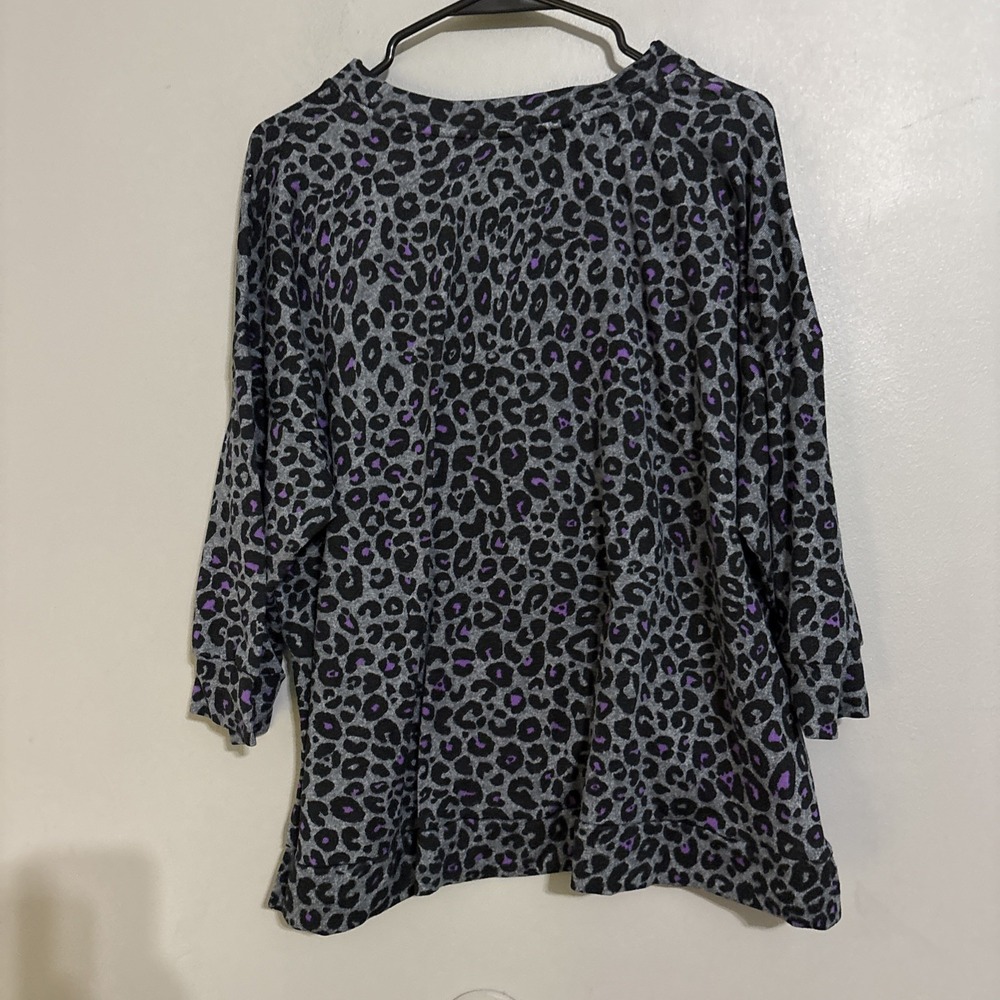 Simply Vera Vera Wang Leopard Print Grey Black Purple Pajamas Sz Lg Night Wear - Picture 5 of 13